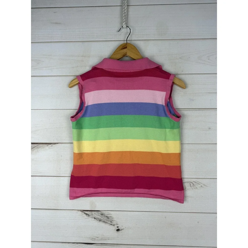Vintage Northern Isles Shirt Womens Medium Rainbow Stripe Sleeveless Polo 90s - Picture 2 of 7